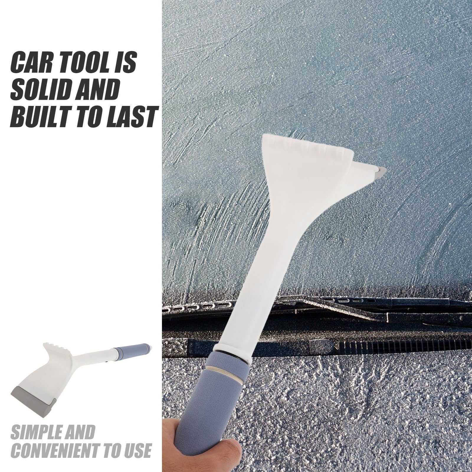 DOITOOL 5 Pièces Brosse à Neige et Grattoir à Glace en Alliage D'aluminium avec Poignée Ergonomique pour Pare-Brise de Voiture, Outil Multifonctionnel de Déneigement en Conditions
