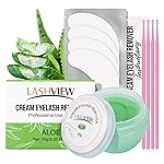 LASHVIEW Eyelash Extension Remover Cream Gentle Aloe Vera Formula, Lash Removal Kit with Eye Patches & Cotton Swabs(10g)