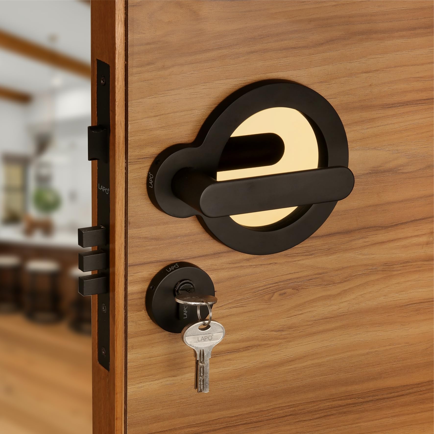 LAPO Signature Door Lock for Main Door and Bedroom Door - Mortise Door Lock Set-Brass Lock Body and Cylinder with 3 Key for Home,Office,Hotel| Black-Gold Finish | 3 Years Warranty Ro-177 (B0CG4J4S92) Amazon Price History, Amazon Price Tracker