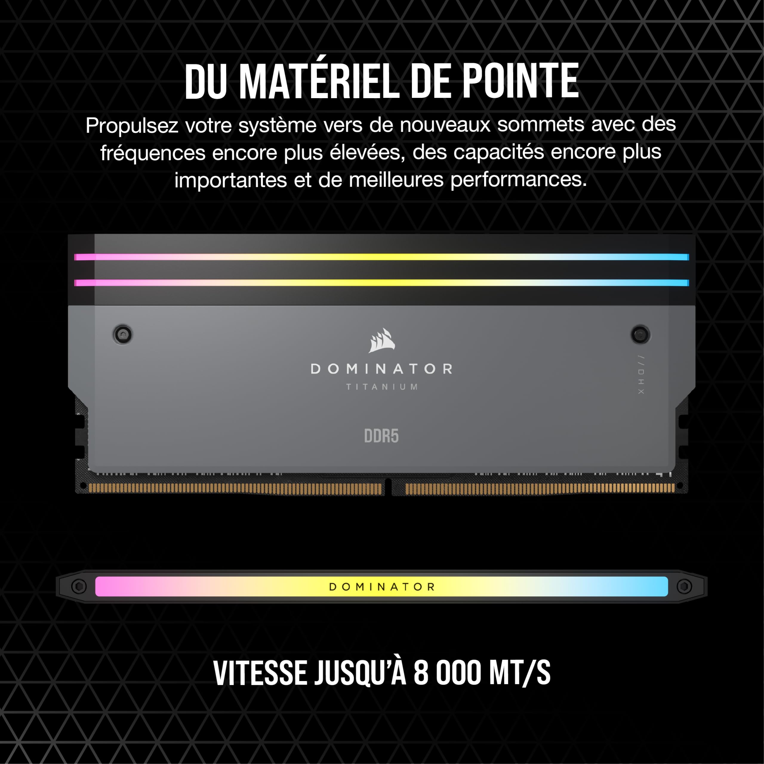 CORSAIR Dominator Titanium RGB DDR5 RAM 32Go (2x16Go) Jusqu'à 6000MHz CL30 AMD Expo Intel XMP 3.0 Mémoire pour Ordinateur de Bureau - Gris (CMP32GX5M2B6000Z30)