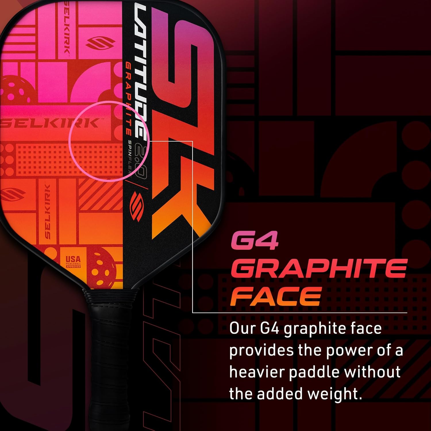 Selkirk Sport 2024 SLK Latitude 2.0 Pickleball Paddle | G4 Graphite Pickleball Paddle Face | Rev-Core+ Technology with SpinFlex Surface | Redesigned for Performance and Control - Image 4