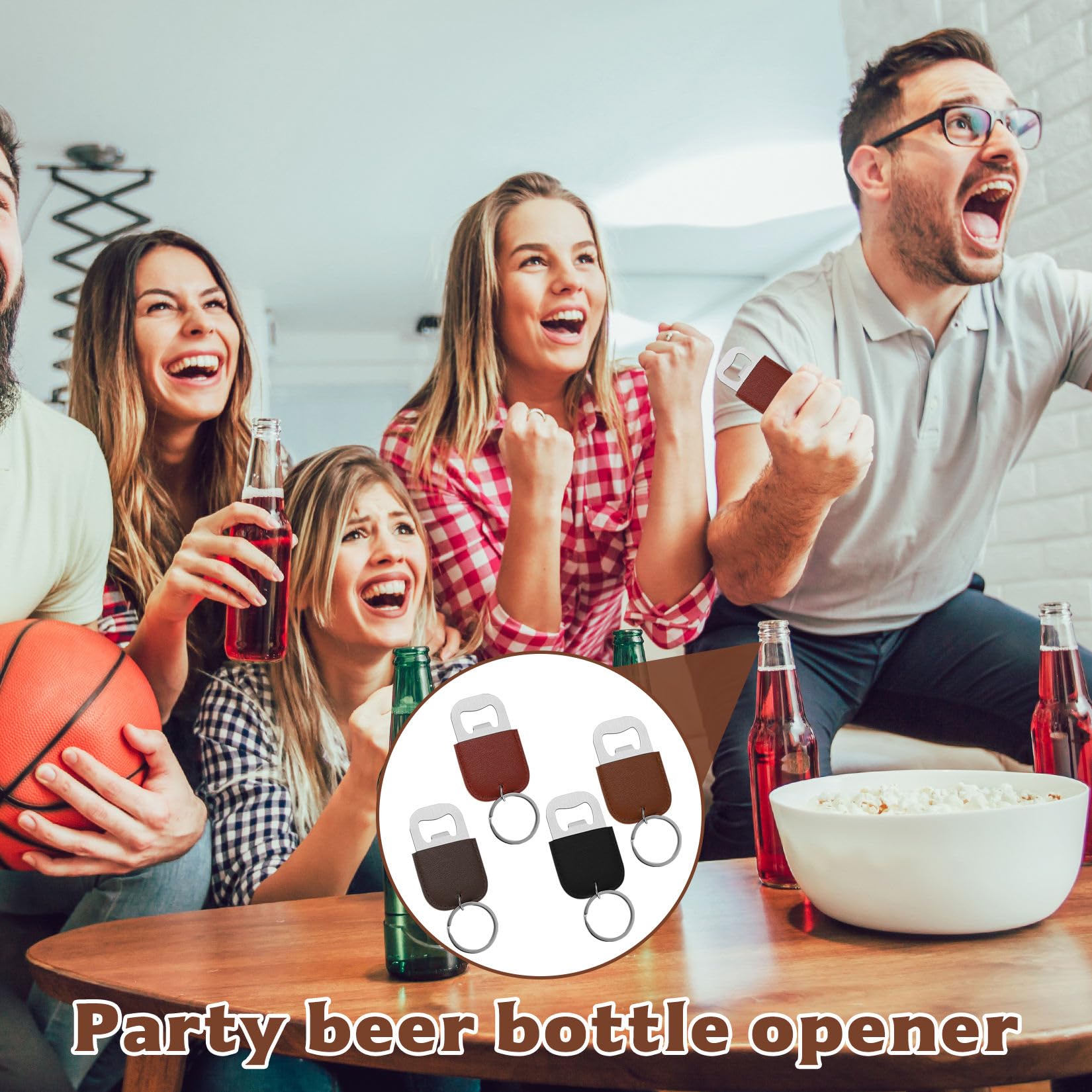 Abridor de Botellas Llavero, Abrebotellas de Cerveza de Acero Inoxidable con Cuero