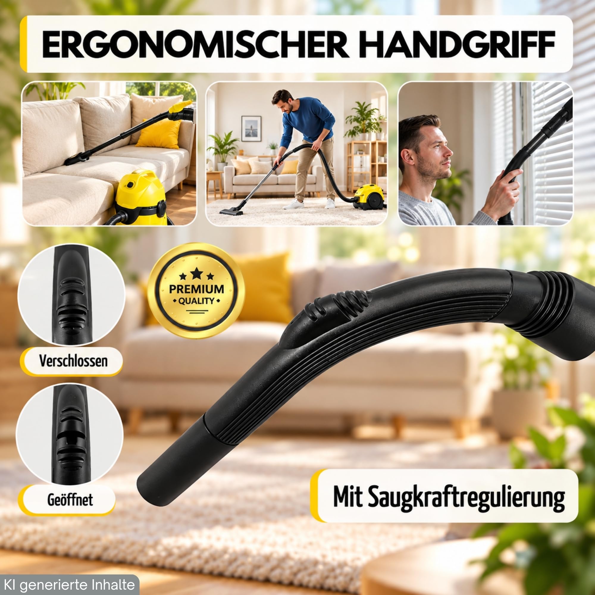 Zubehör Set passend für Kärcher WD 3.500 P *EU-II (1.629-681.0), WD 3.540 P Staubsauger Schlauch Handgriff Griffschlauch 35mm Rundanschluss Staubsaugerschlauch Ersatzteile