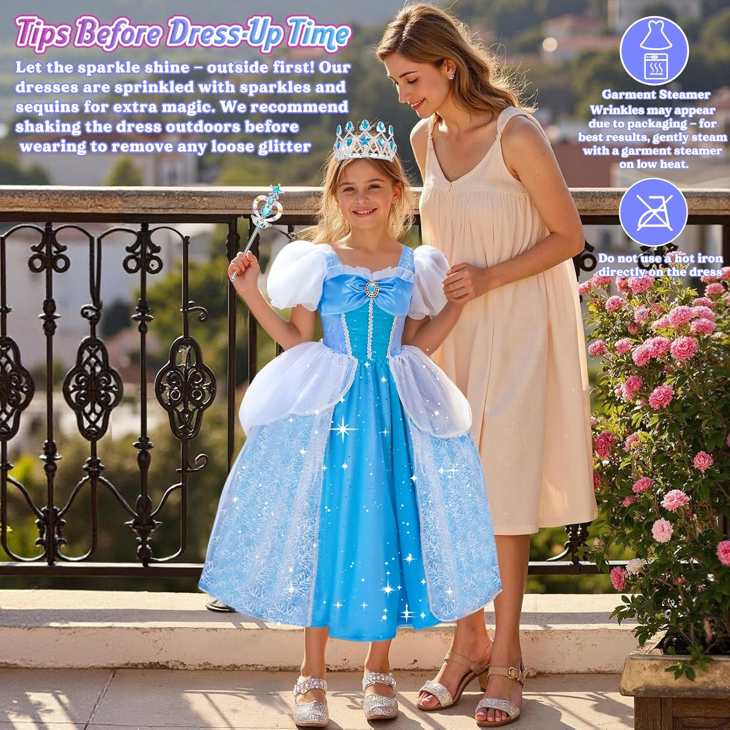 Meland Princess Dress Up for Girls, Light up Halloween Costume for Toddler Girls 3-10 Year Old - Image 6