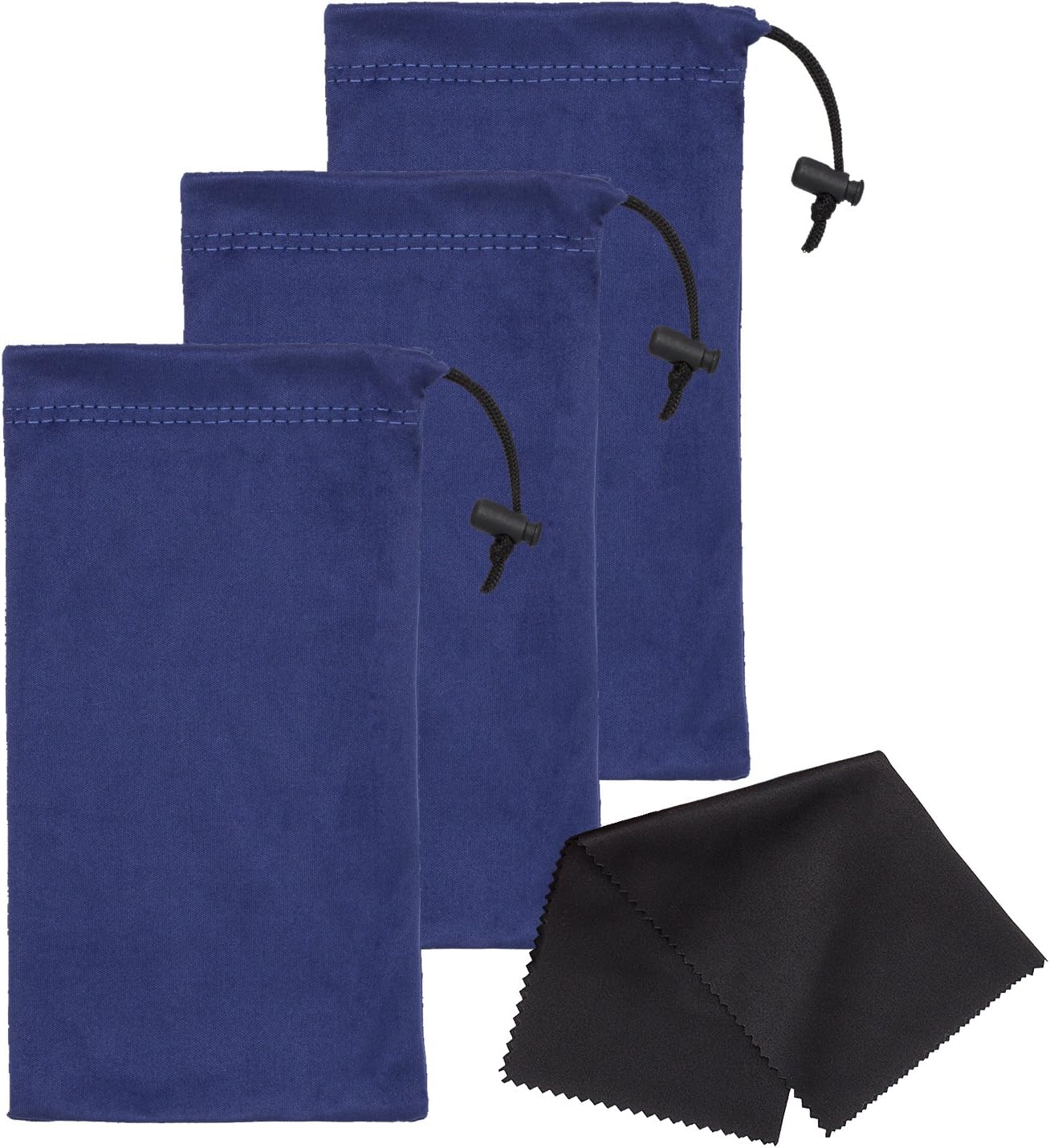 Mamlyn Set Of Microfiber Sunglasses Case With Spring Closure For Drawstring (Blue)