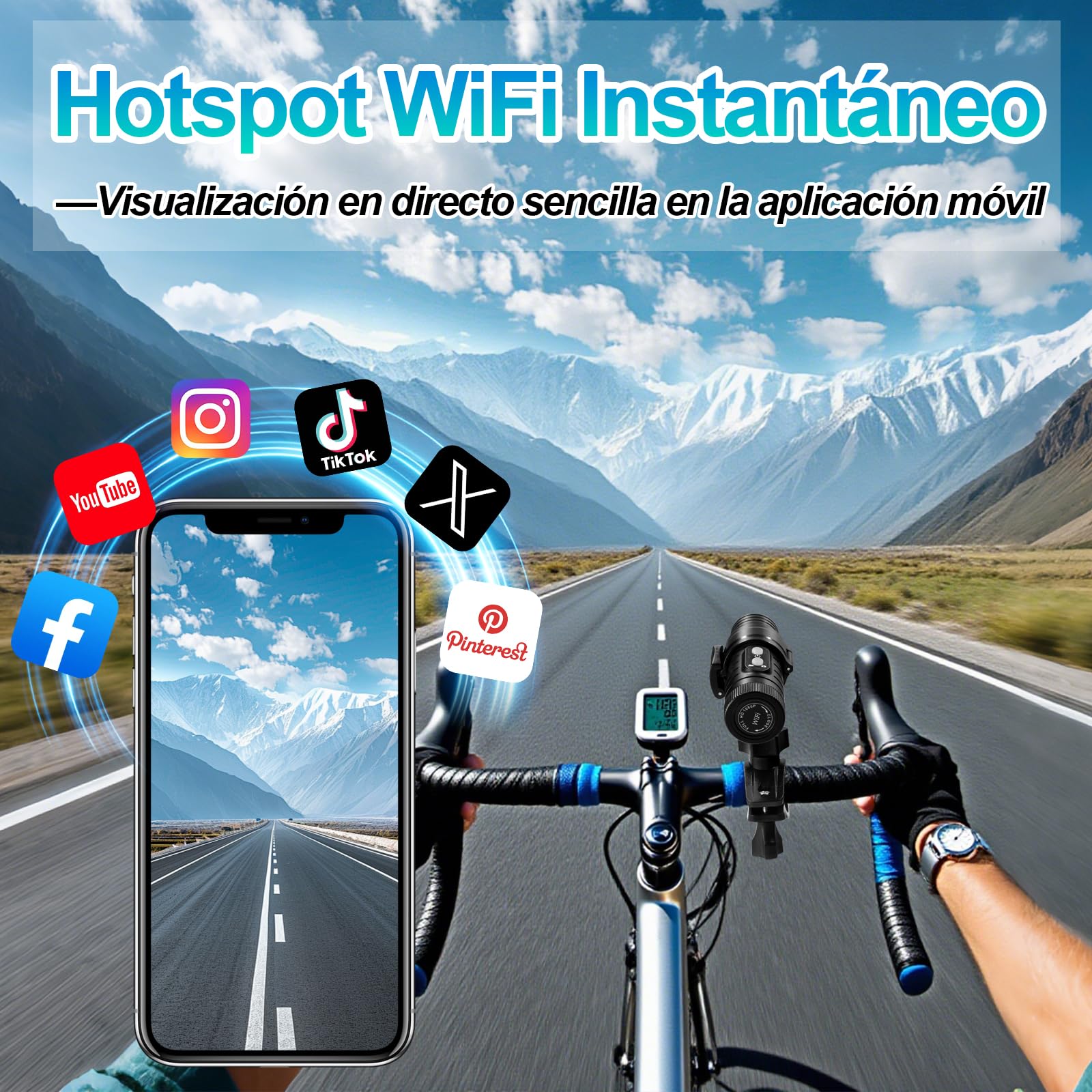 Cámara Moto WiFi 1080P con Estabilización Giroscópica IP66