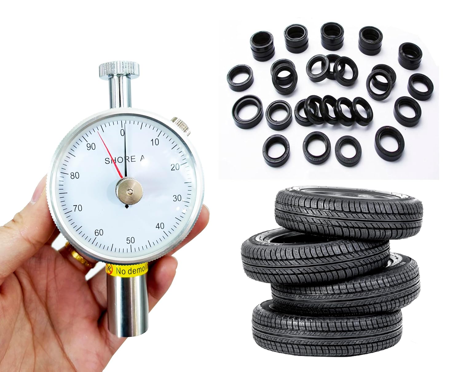 Shore A Durometer Rubber Tire Durometer Shore A Hardness Tester Meter with Measure Range 10 to 90 HA Resolution 1 HA Pressure Head Φ0.79mm for Medium and Low Hardness Plastics, Various Rubbers