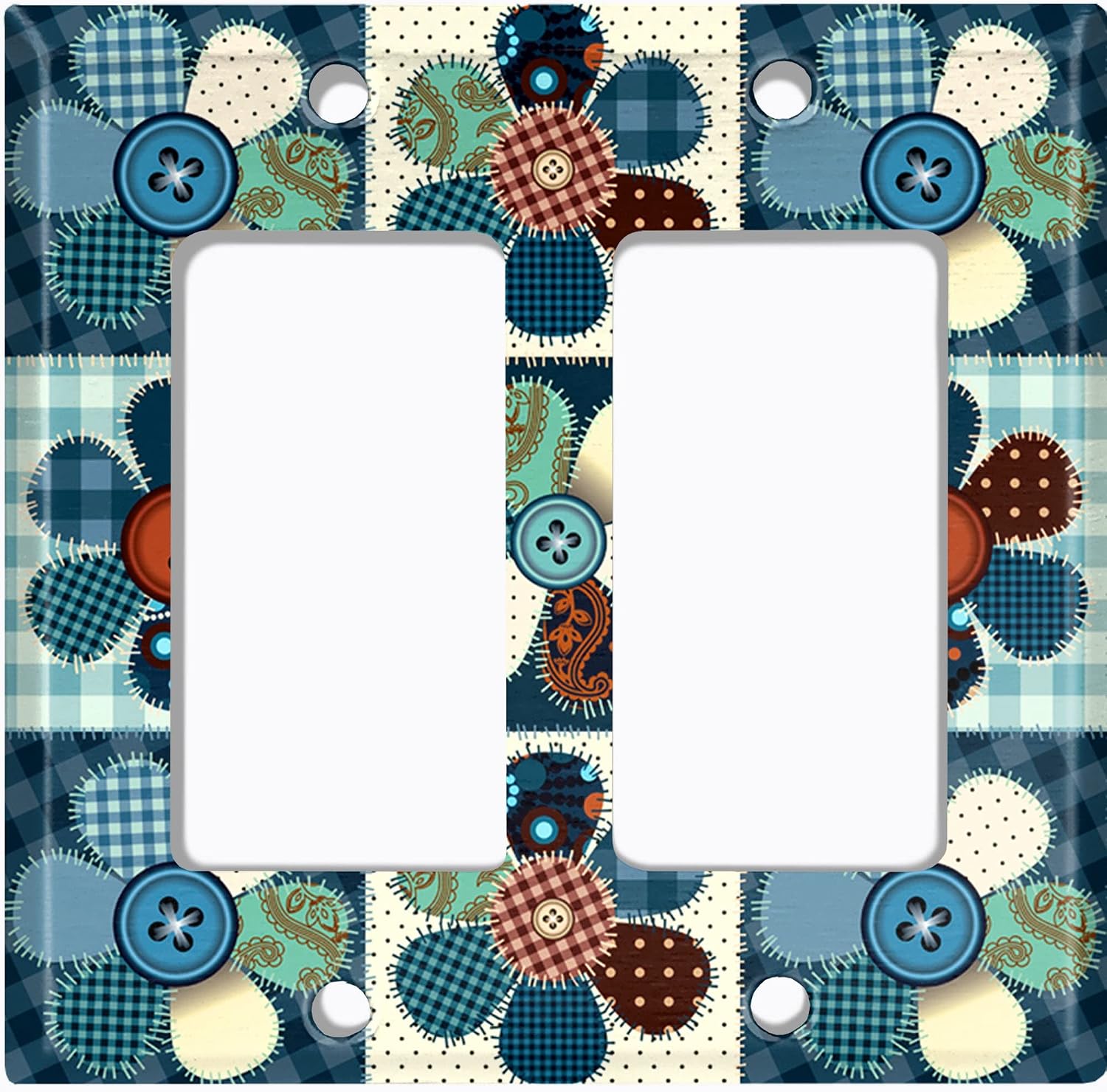 Metal Light Switch Plate Outlet Cover (Flower Patch Teal)