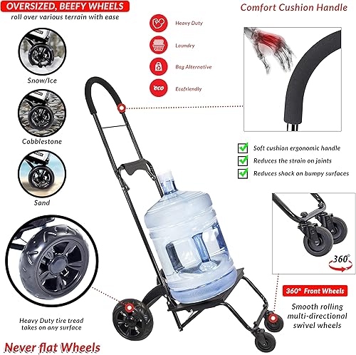 Miniatura 10 de dbest products Carrito Dolly Sport Plegable Carrito de la compra para Comestibles con Ruedas y Bolsa Extraíble y Carro Personal con Ruedas Carrito