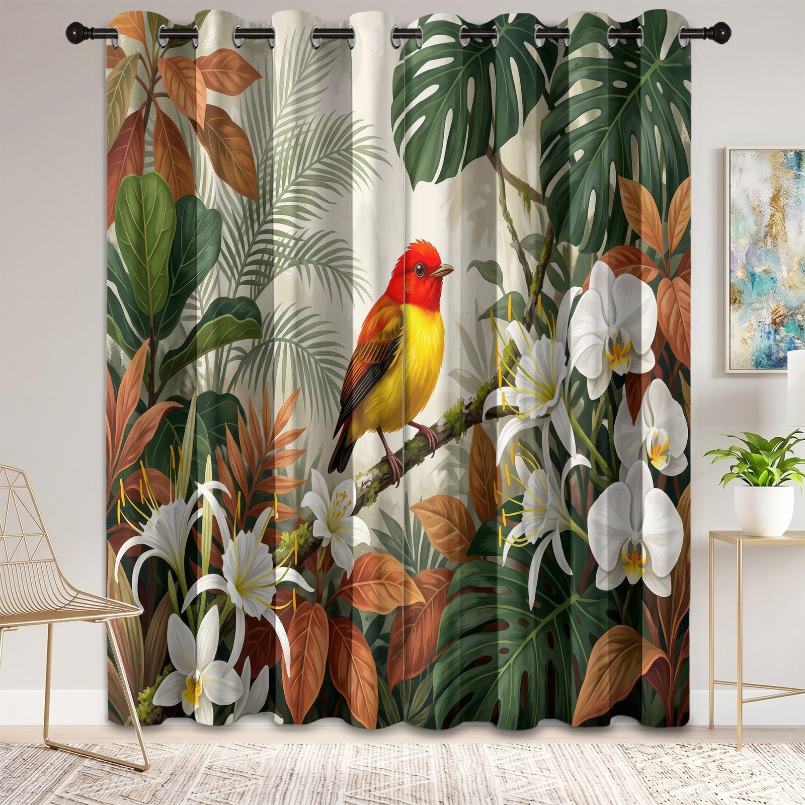Cortinas opacas de plantas tropicales de 46x54" perfectas para renovar su sala de estar