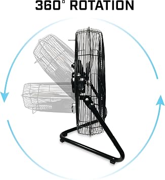 B-Air Firtana 20 High Velocity Electric Garage Floor Fan for Industrial and Home Use with 3-Speeds and Tilt Adjustable Fan Head, SAFF-20, Black