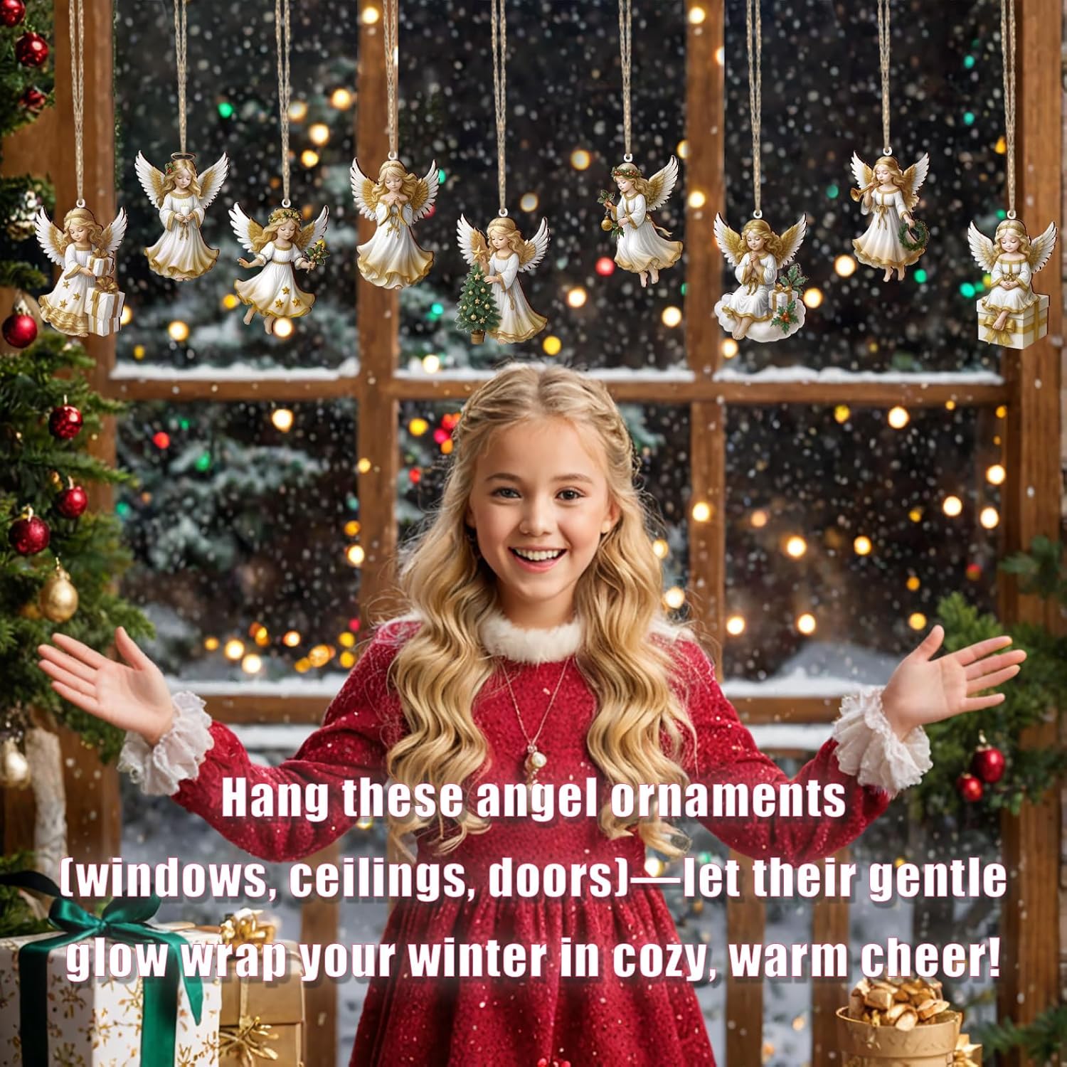 12 PCS Wooden Angel Christmas Ornaments, Vintage Style Religious Christmas Hanging Decor for Xmas Tree, Rustic Home & Holiday Decor - Image 4