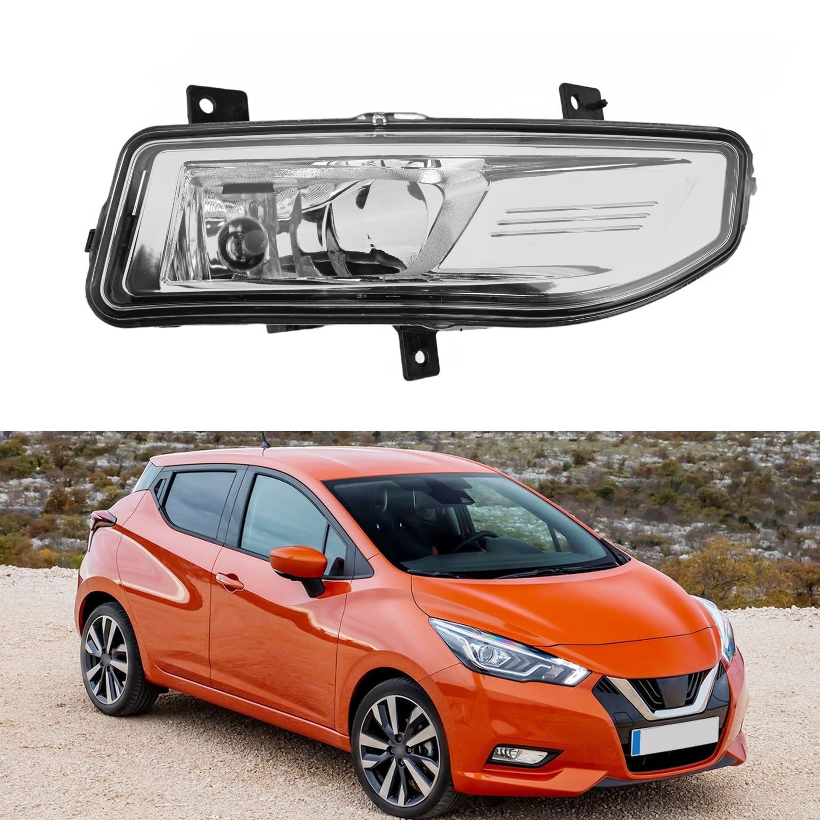 Fendinebbia Anteriore Destro per Nissan Micra 2017-2021, alloggiamento ABS, Luce Bianca, Sostituzione Diretta