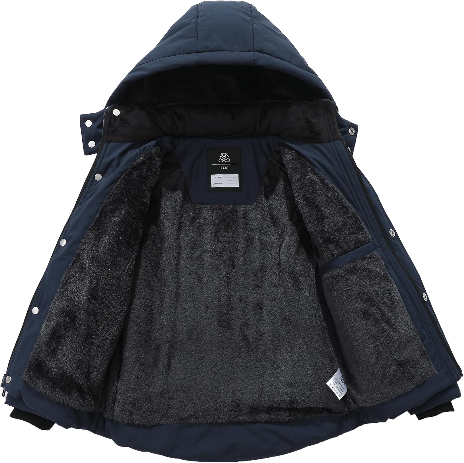 Boy's Winter Coat Waterproof Down Jacket Thickened Fleece Lined Parka with Detachable Hood Insulated Outerwear - Image 3