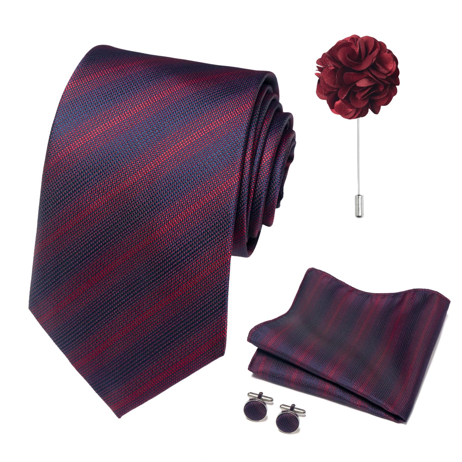 joy alice 70 Colors Ties Set Men Mixed Color Necktie Handkerchief Cufflinks Brooch 3.15 Formal