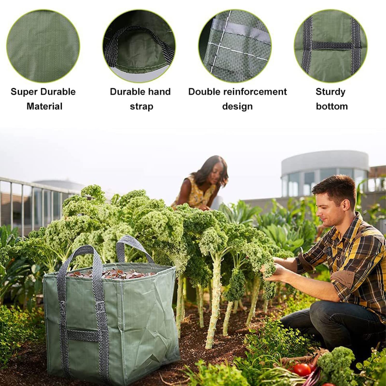 2X Sacs de Jardin PROFESSIONNAL 250L indéchirables, Sac de Jardin Réutilisable et Stable, étanche Heavy Duty Grande Sacs avec Poignées