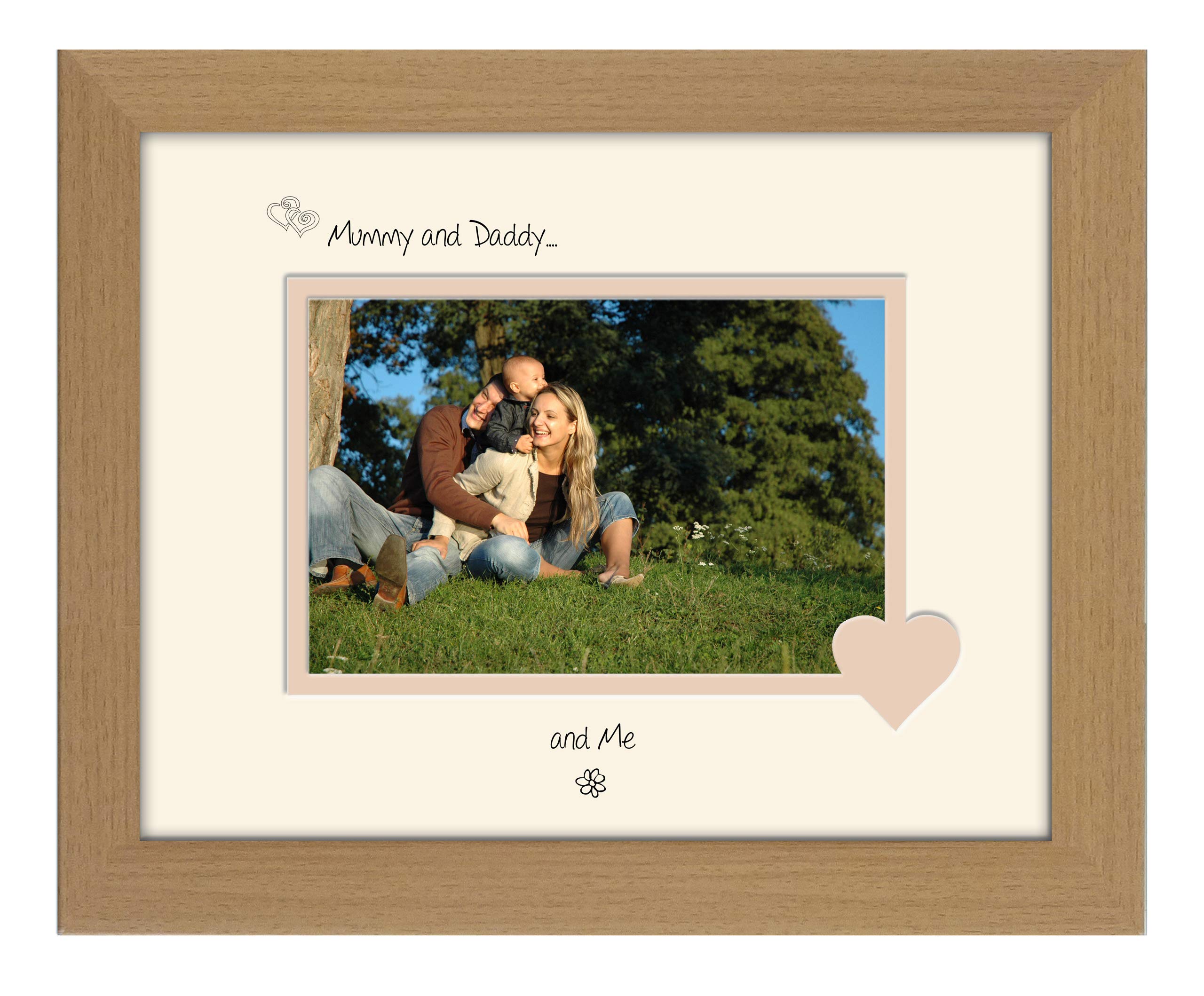 Photos In A Word Oak Finish Frame Cream Mount Beige Inside Mummy & Daddy Photo Frame Mummy & Daddy And Me 6X4 Double Mounted 752F Quality Gift (Oak Finish Frame Cream Mount Beige Inside)