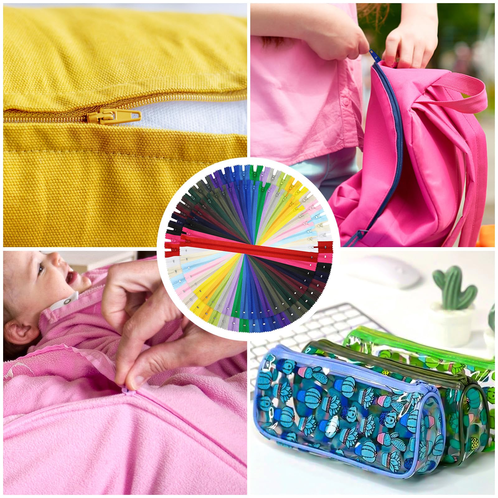 Rustark Set Cerniere Da Cucito In Nylon 11 Colori - 30 Metri Totali + 110 Cursori, Per Riparazioni E Fai Da Te - 2