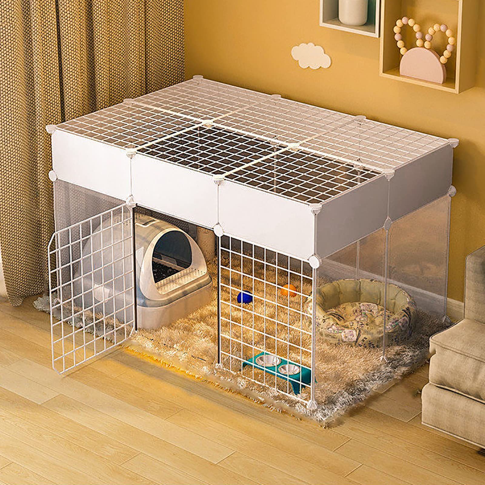 Cage à chat en métal amovible chenil chaton chiot et petits animaux