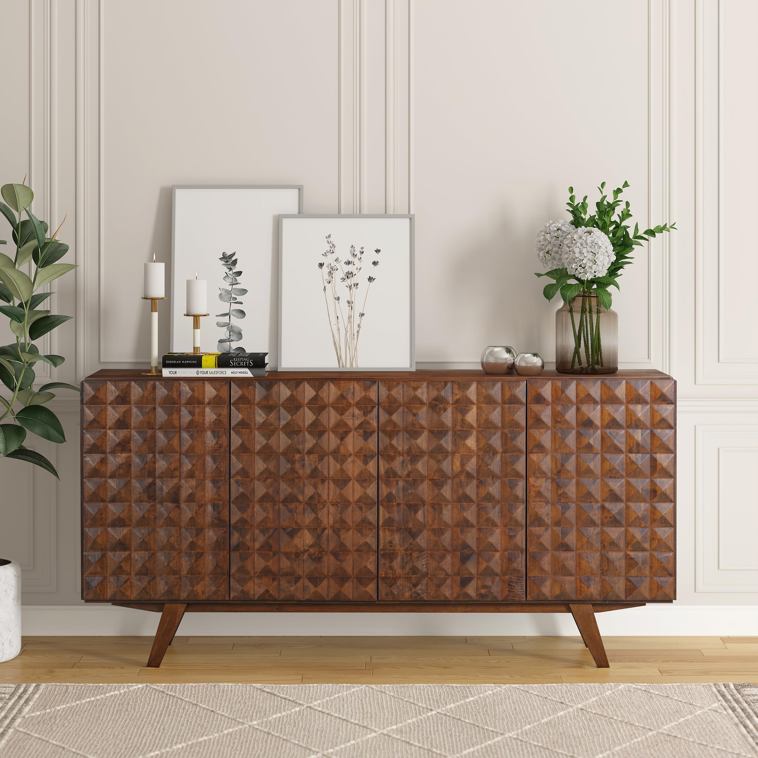 midcentury額 Amazon.com - NTC Sapa Mid-Century Modern Solid Wood Sideboard – 4