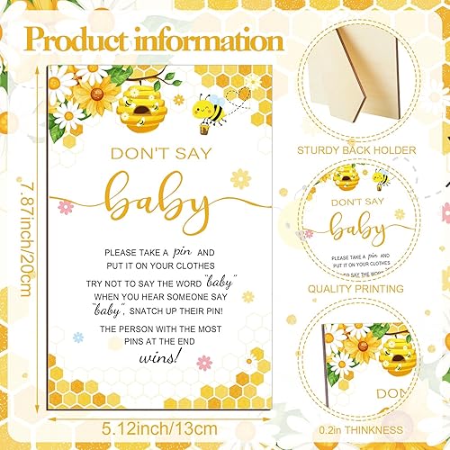 Miniatura 4 de Patelai Juego de 321 piezas con temática de abejas para baby shower para niña, 5 juegos que incluyen 50 tarjetas de actividad, 20 lápices, 1 letrero