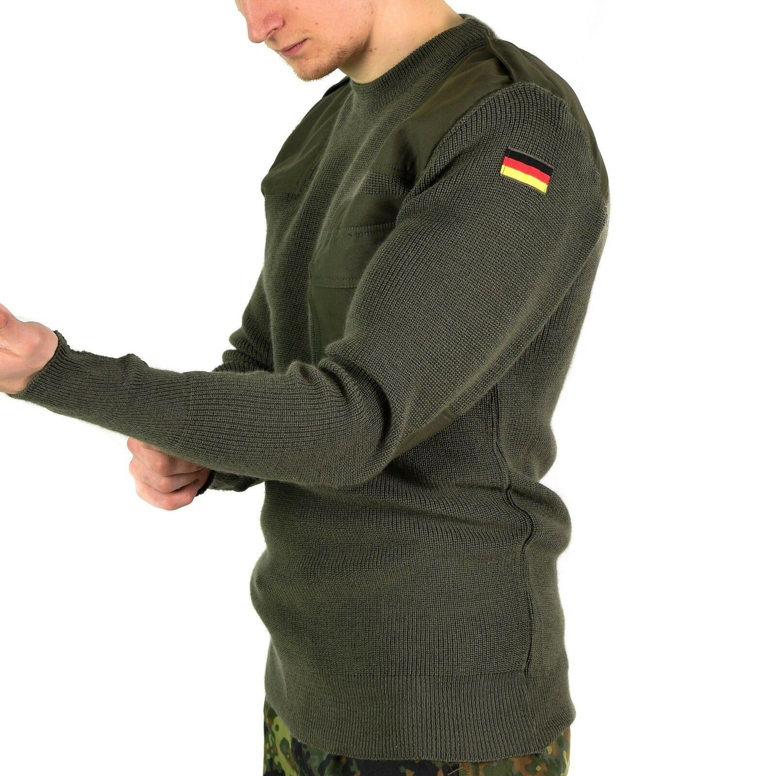 Militar Jersey de lana auténtica del ejército alemán Commando verde oliva