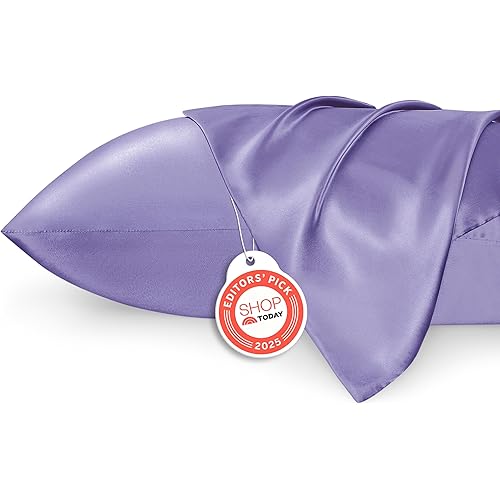 Bedsure Satin Pillowcase for Hair and Skin Queen - Lilac Silky Pillowcase 2 Pack with Envelope Closure, Similar to Silk Pillow Cases, Gifts for Women Men, 20x30 Inches, 2pcs