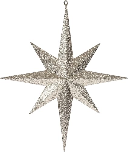 Vista 46 de Vickerman Adorno de Navidad de estrella de Belén con purpurina iridiscente de oro rosa de 8 pulgadas, 4 por caja
