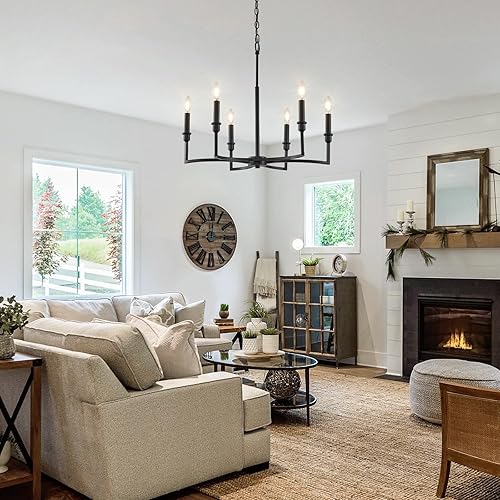 Miniatura 72 de Lámpara de araña negra de 9 luces, lámpara clásica para colgar sobre la mesa para comedor, sala de estar, dormitorio, vestíbulo, isla de cocina