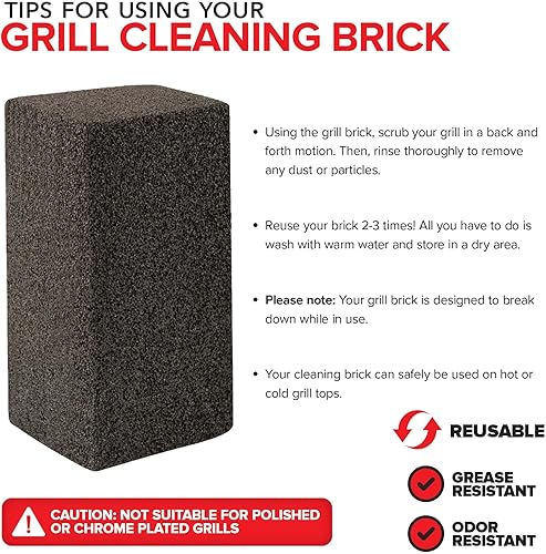 Miniatura 3 de Stock Your Home Ladrillo de limpieza de parrilla (paquete de 12) piedra pómez resistente para tapas planas y planchas, limpiador de plancha