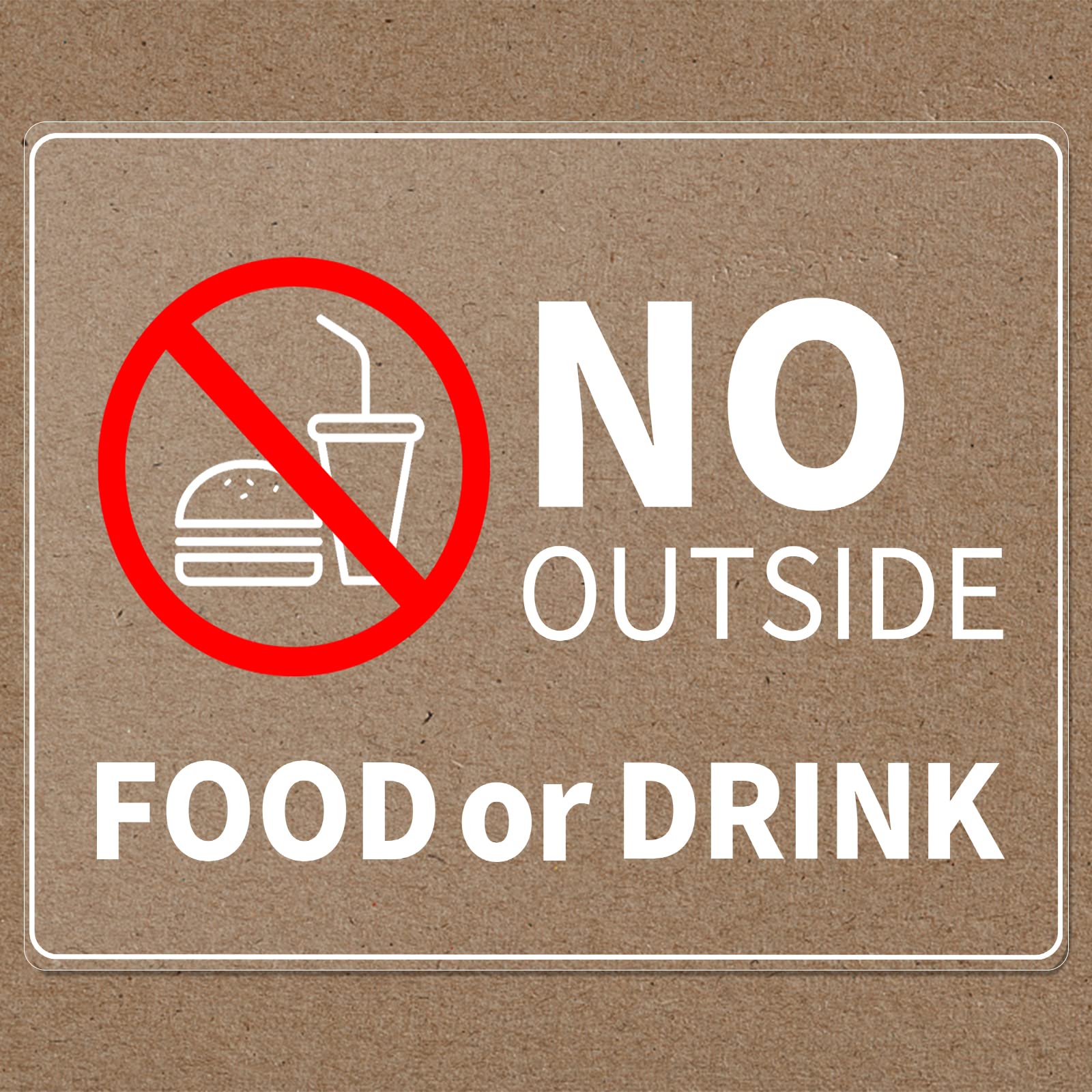 No Outside Food or Drink Sign 20 x 25 cm Self adhesive Vinyl Stickers for Window Door Waterproof Removable 2 Pack