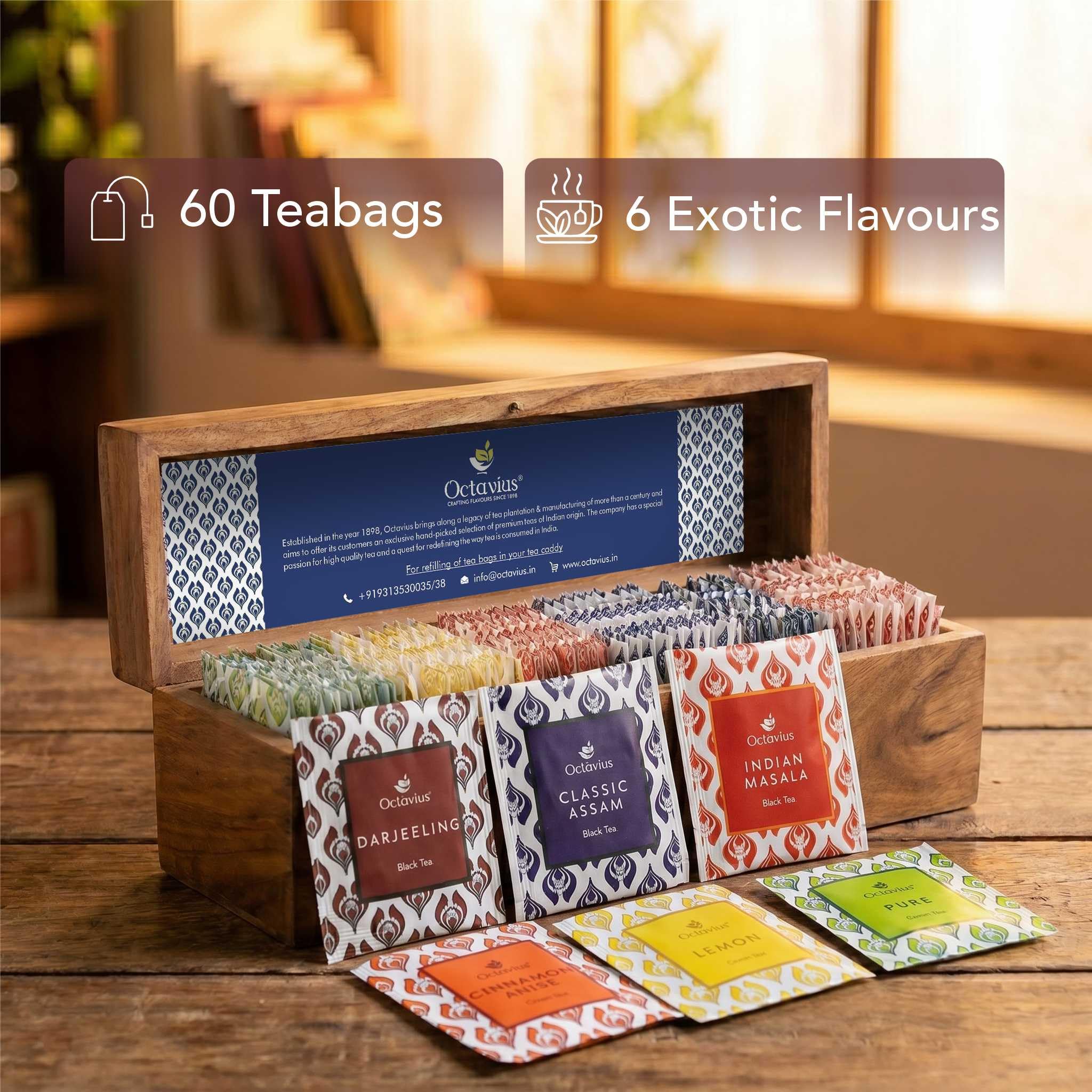 Amazon.com : Octavius Gift's Select - Assorted Tea in Wooden Box