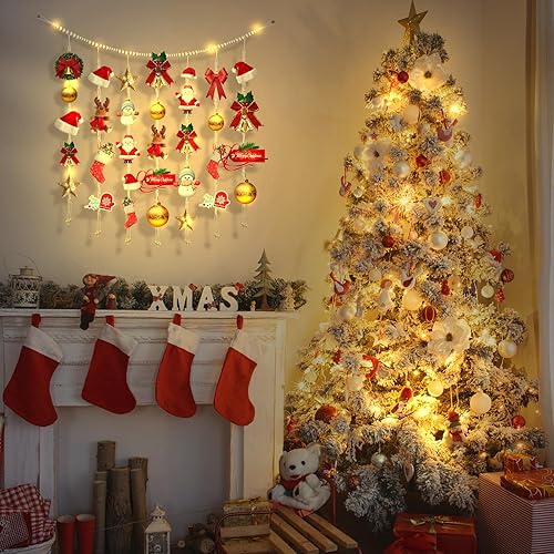 Miniatura 6 de Macramé colgante de fotos decoración de pared bohemia, soporte para tarjetas de Navidad con cadena de luces, colgador de fotos con 50 clips para