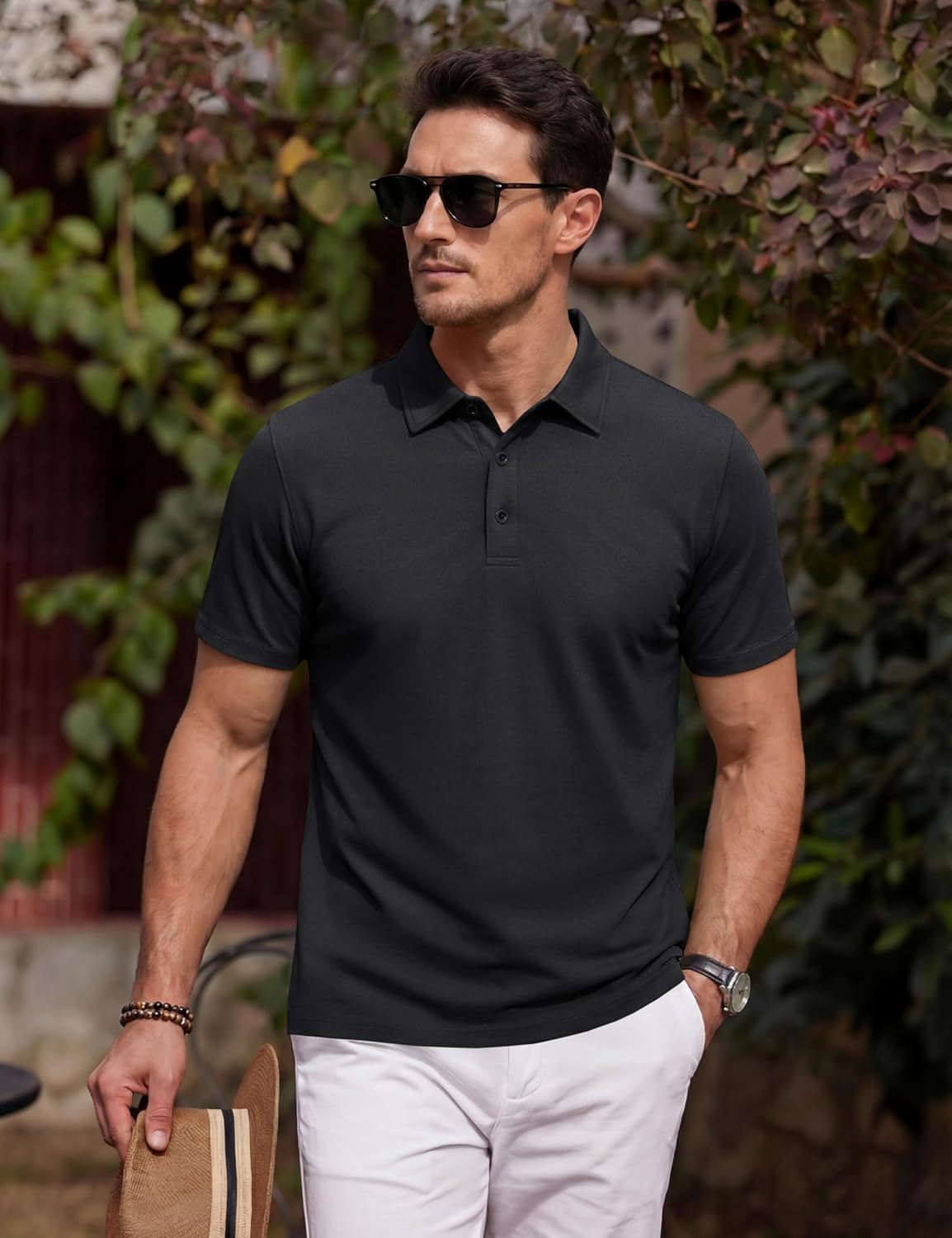 MAGNIVIT Men's Polo Shirt Short Sleeve 3 Button Cotton Pique Casual T-Shirts Moisture Wicking Performance Work Golf Tee - Image 3