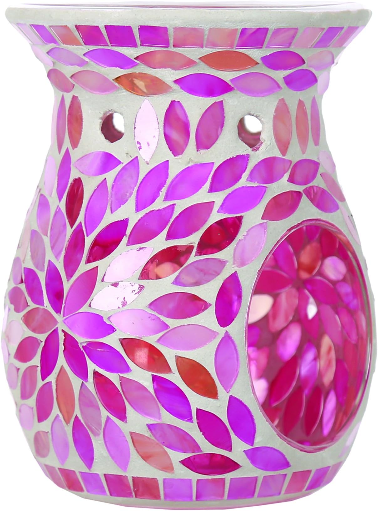 Aroma Accessories Pink Petals Mosaic Wax Melt Burner 14 cm, 11 x 11 x 14 cm