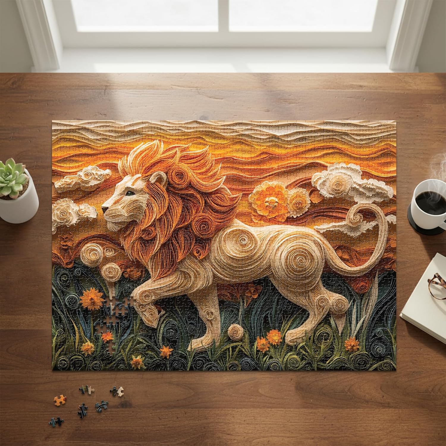Golden Lion (#1) – 1000 Piece Jigsaw Puzzle for Adults | Premium European Blue Board | Satin Low-Glare Finish | Ribbon Cut | Bonus Poster | Display-Worthy Box | Printed in USA | Final Piece Puzzles