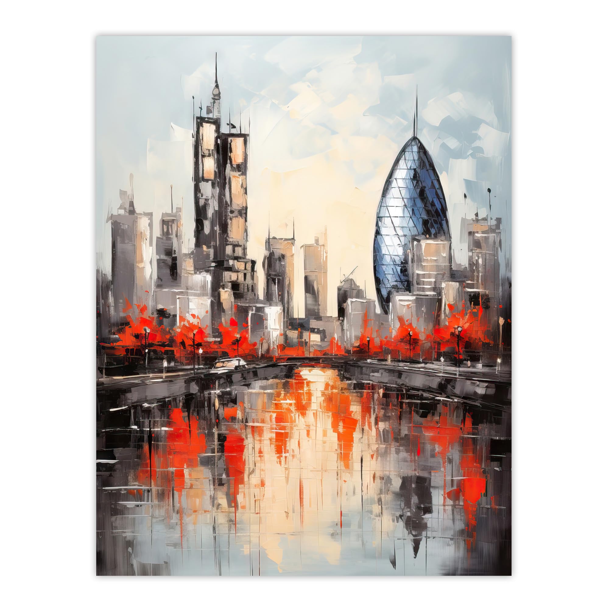 Artery8 London Cityscape Skyline Poster Print W24 inch x H32 inch