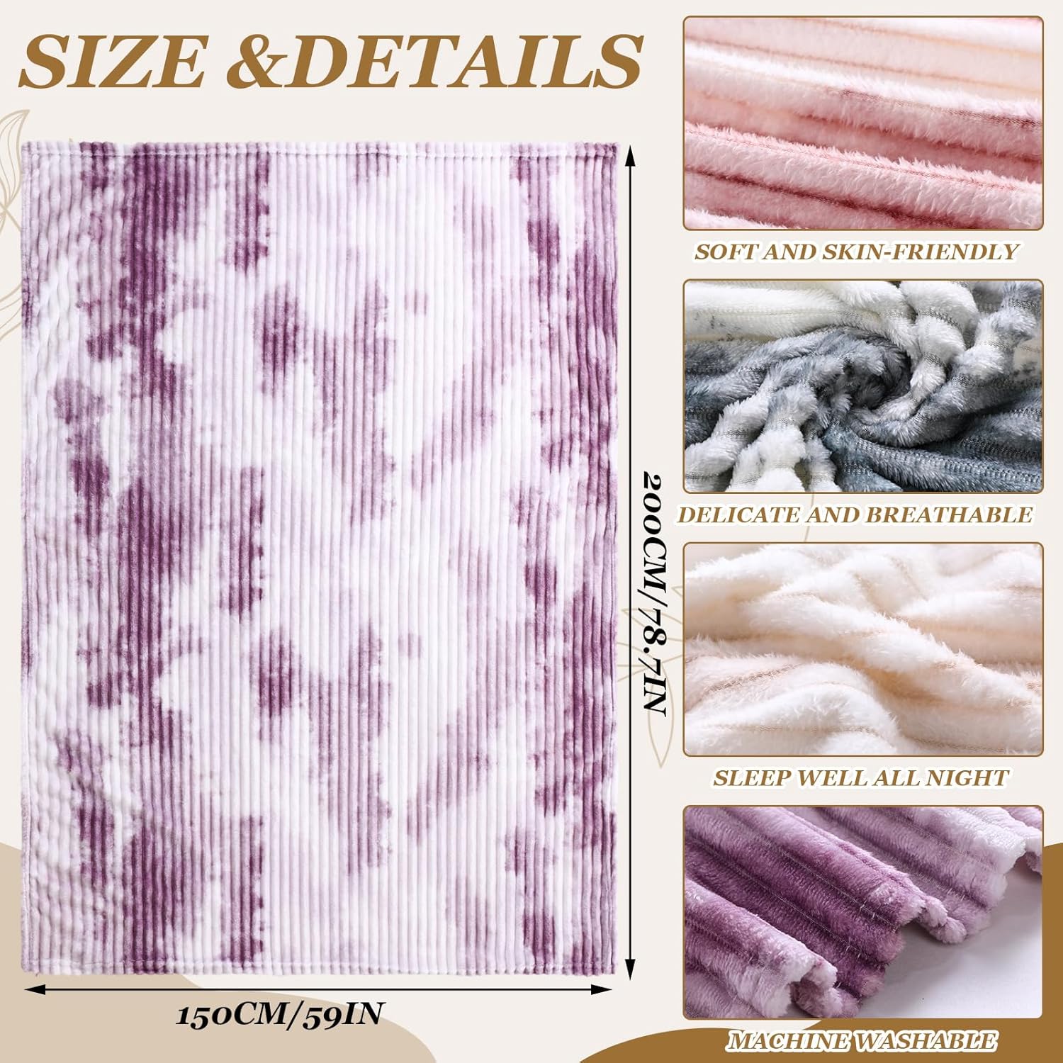 4 Pcs Faux Fur Throw Blanke Bulk Winter Homeless Donation Gifts Tie Dyed Rabbit Fur Sleepover Blankets Warm Lightweight for Bed Couch Wedding Charity (80 x 60 Inch,Earth Tone) - Image 2