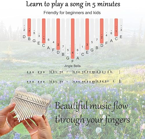 Miniatura 4 de YUNDIE - Piano de pulgar acrílico Kalimba, portátil de 21 teclas, instrumentos musicales, regalo de cumpleaños para adultos principiantes 17