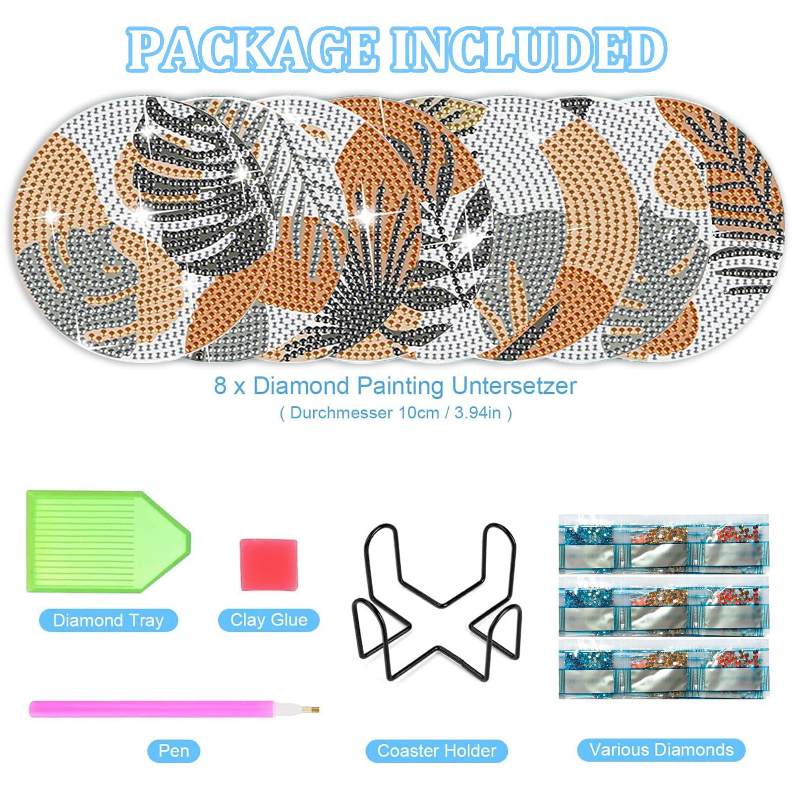 Arts and Crafts Diamonds Painting Kit Diamond Art Sottobicchieri fai da te con supporto per Diamond Art Painting Sottobicchieri per principianti e bambini