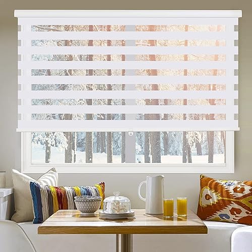ZOKSUN Persianas sin cordones de cebra para ventanas, 20 pulgadas de ancho x 72 pulgadas de alto, cortinas enrollables traslúcidas o con control de
