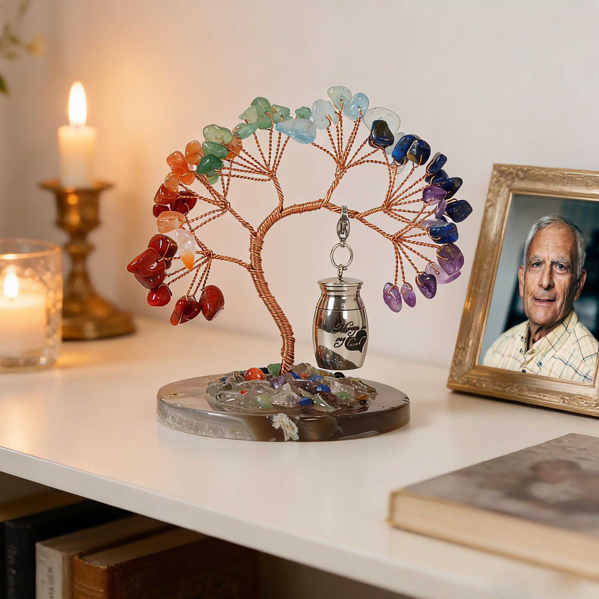 Contid - Piccola urna per ceneri umane, in acciaio inox, mini urna per ceneri umane, decorazione per albero di cremazione, regalo commemorativo per condividere le ceneri