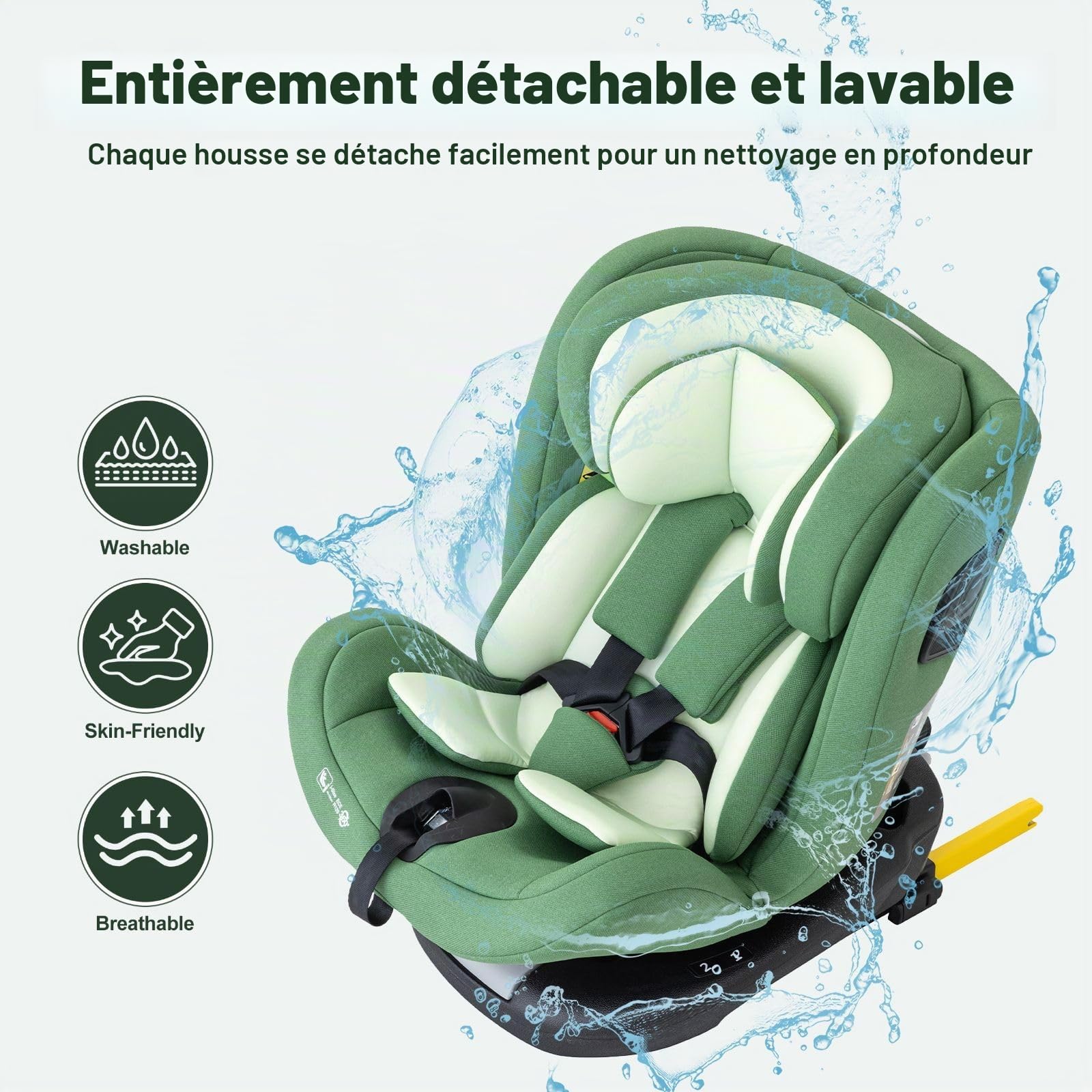 Siège Auto Enfant i-Size Pivotant 360° avec ISOFIX et Top Tether, Testé ADAC, pour Nourrisson et Enfant de 0 à 12 Ans (40-150 cm), Housse Lavable, Groupe 0/1/2/3, Gris