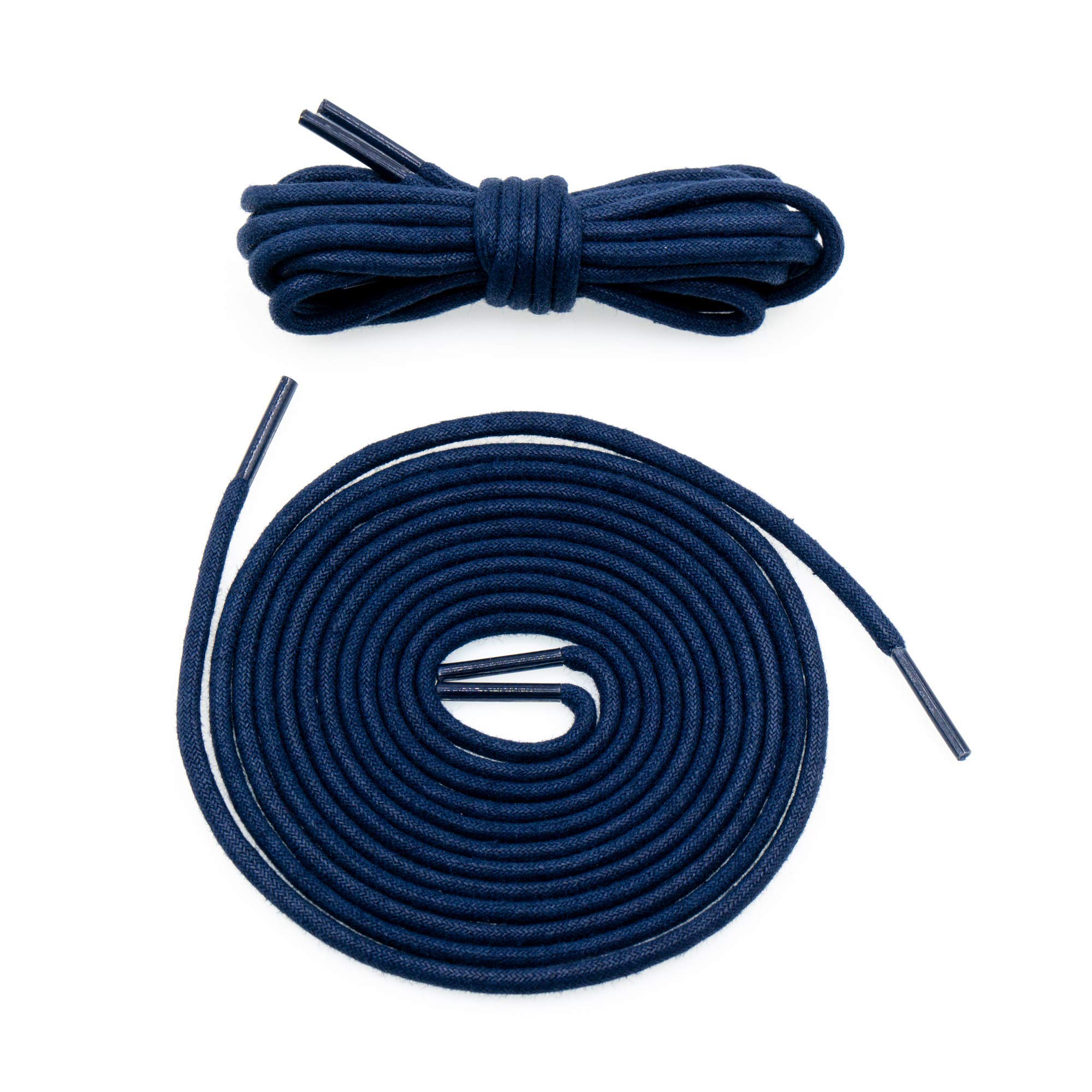 Men's Round Waxed Shoelaces Dress Shoe Laces Bootlaces (Dark Blue)