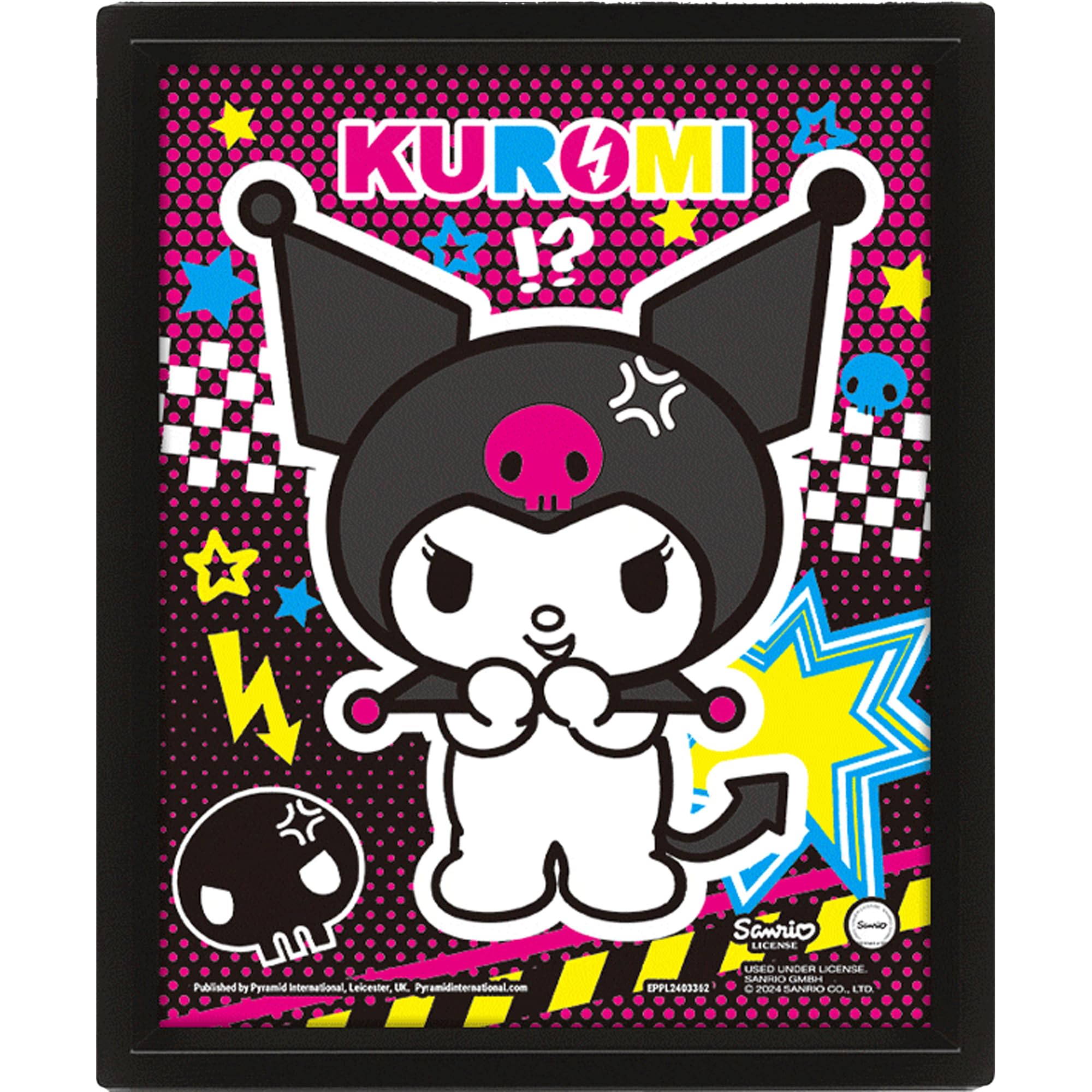 Pyramid International Kuromi (Punky) 3D Lenticular Framed Print – Unique Framed Wall Art for Kuromi Fans, Featuring a Punky 3D Design