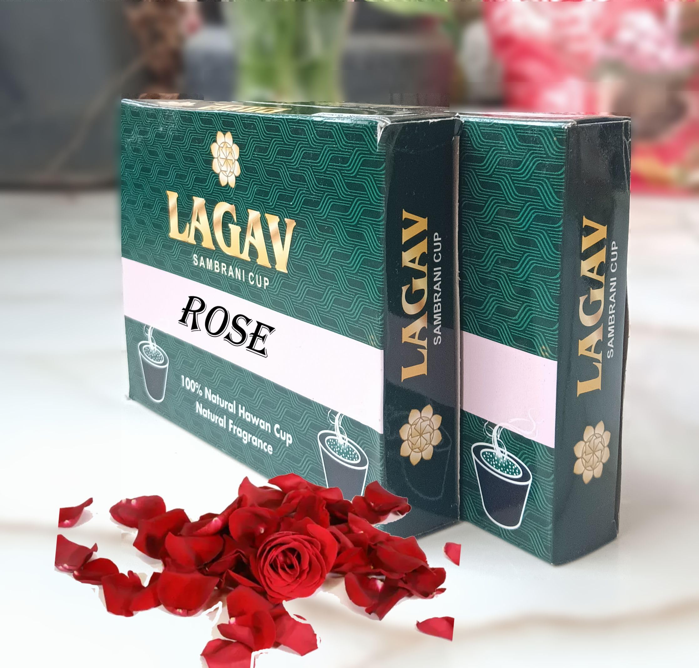 LAGAV Natural Herbal Sambrani Dhoop Cups with Burner Plate in Rose Fragrance (24 Cups) Rose Dhoop (Pack of 2) with Burner Plate-picture-13