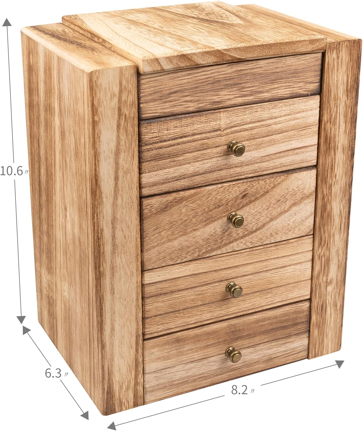 Meangood Jewelry Box Wood for Wowen, 5-Layer Large Organizer Box with Mirror & 4 Drawers for Rings, Earrings, Necklaces, Vintage Style Torched Wood: Home Improvement