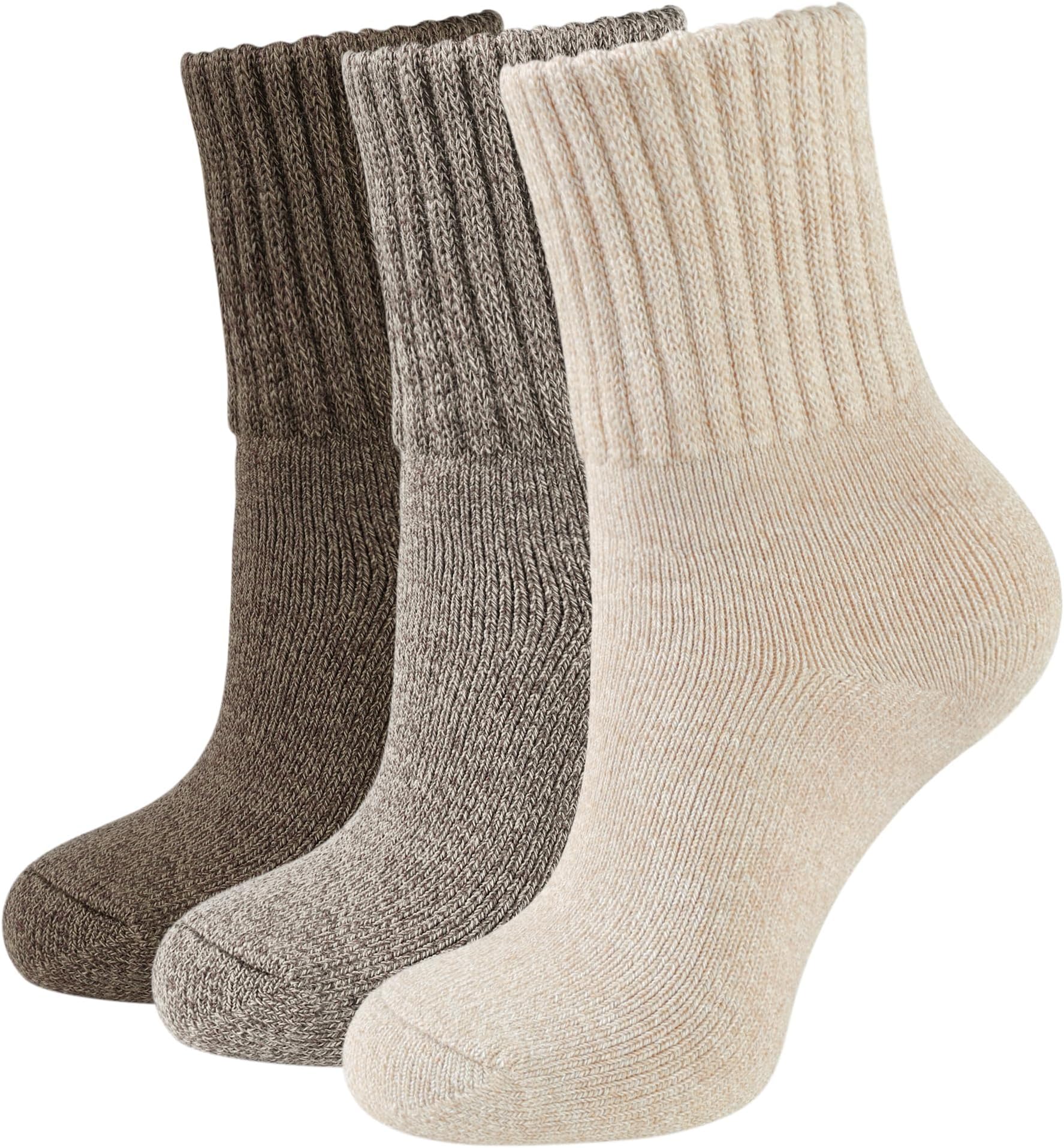 CLOSEMATE Women's Crew Socks, Thick, Pile Lining, Warm, Breathable, Odor Resistant, Loose Fit, Room Socks, Cold Protection, Warm, Sweat Absorbent, Quick Drying, No Stuffiness, Plain, Present, 9.1