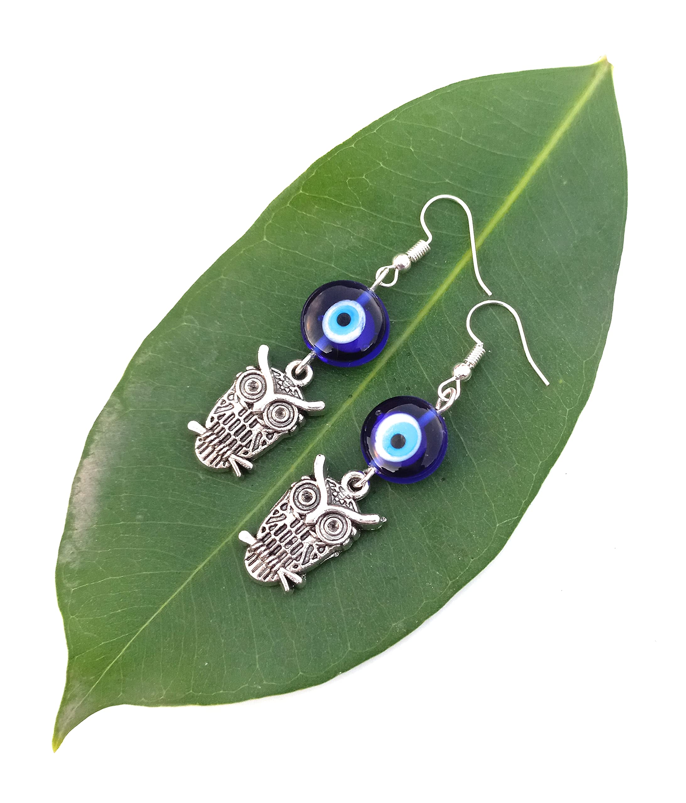 Evil Eye earring for girl & women with owl charms Evil eye shape blue beads for Good Luck Protect from Negative (B0B9SYY6SZ) Amazon Price History, Amazon Price Tracker