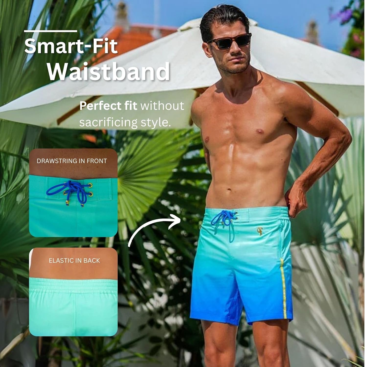 Tucann Men's Trunks 7" Compression Liner Quick Dry Zipper Pocket Chlorine Resistan 4 Way Stretch Faded Swim Shorts for Men